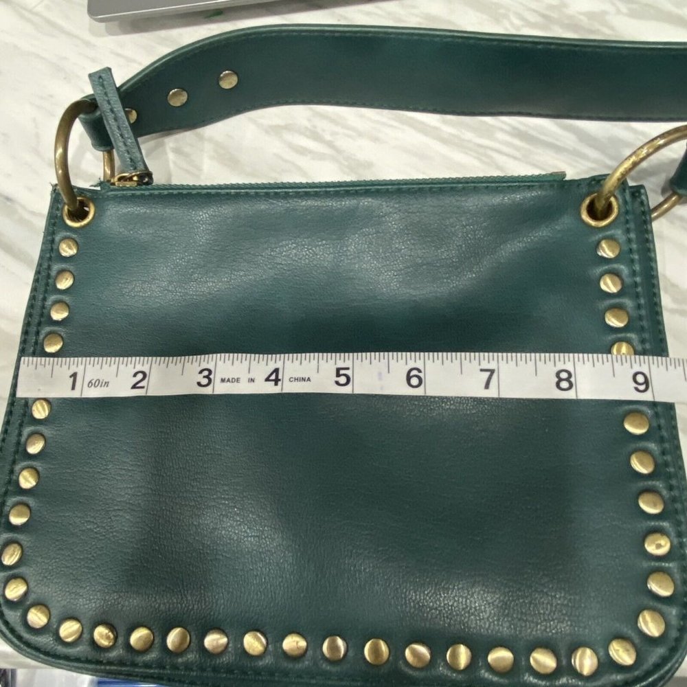Anthropologie Teal Green Crossbody Bag With Gold Studs - Picture 6 of 14